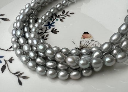6x7 mm AAAA Silver Gray Color Rice/Oval Freshwater Pearls Genuine Smooth Freshwater Pearls Beads #P2522