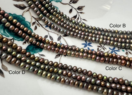 4.5-5 mm AA Champagne Or Brown Button Freshwater Pearl Beads Genuine High Luster Small Rondelle Pearls #P2523