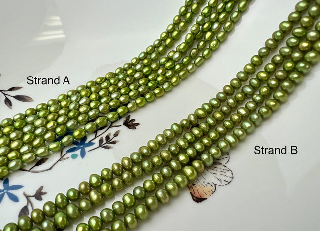 3-5 mm AA Green Color Potato/Rice Freshwater Pearl Beads Genuine Tiny Freshwater Pearl Beads #P2541