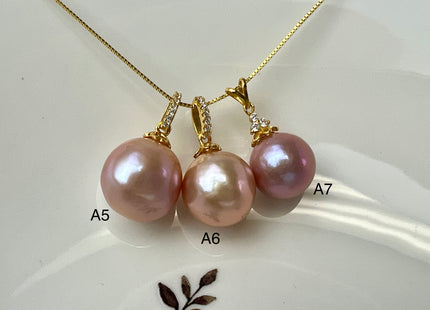 One-Of-A-Kind 12-15 mm AAAA Very Rare Natural Purple Mauve Genuine Edison Pearl Pendant Vermeil Gold Jewelry #P2529