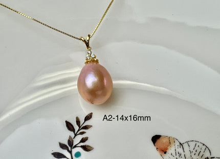 One-Of-A-Kind 12-15 mm AAAA Very Rare Natural Purple Mauve Genuine Edison Pearl Pendant Vermeil Gold Jewelry #P2529