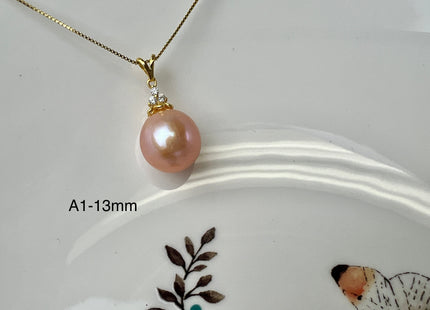 One-Of-A-Kind 12-15 mm AAAA Very Rare Natural Purple Mauve Genuine Edison Pearl Pendant Vermeil Gold Jewelry #P2529