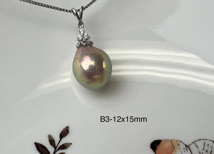 One-Of-A-Kind 12-15 mm AAAA Very Rare Natural Purple Mauve Genuine Edison Pearl Pendant 925 Sterling Silver Jewelry #P2529