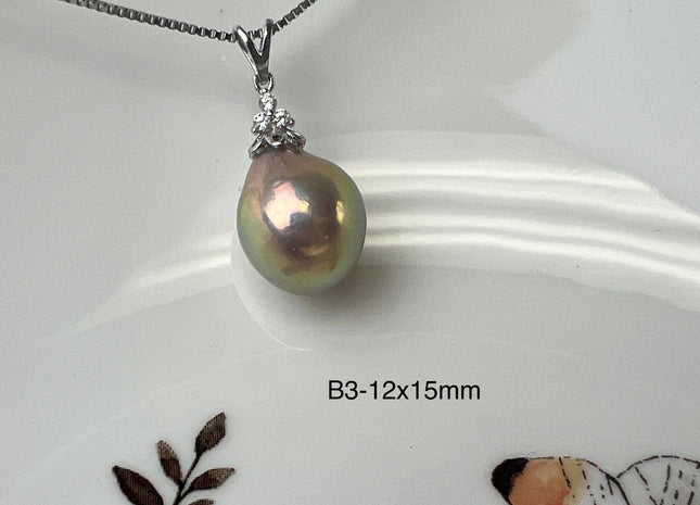 One-Of-A-Kind 12-15 mm AAAA Very Rare Natural Purple Mauve Genuine Edison Pearl Pendant 925 Sterling Silver Jewelry #P2529