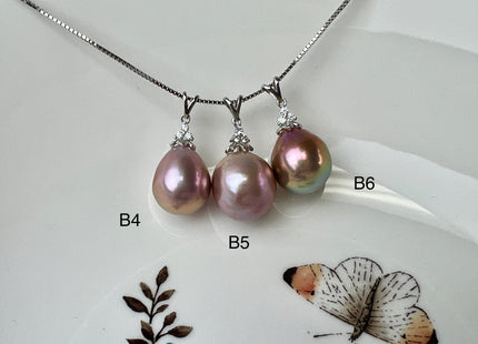 One-Of-A-Kind 12-15 mm AAAA Very Rare Natural Purple Mauve Genuine Edison Pearl Pendant 925 Sterling Silver Jewelry #P2529