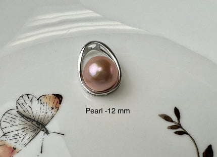 One Piece 925 Sterling Silver/Gold Pendant Setting Findings For Half Drilled Pearls Egg Shape Design Pearl Mounting DIY Jewelry #10182