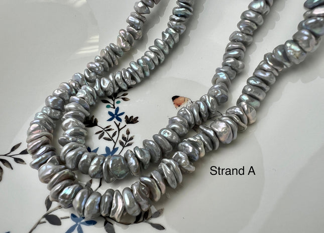 10 mm AAA Very Rare Gray Color Keshi Freshwater Pearl Beads Center Drilled Cornflake Shape Keshi Chip Petal High Luster Pearls #P2526