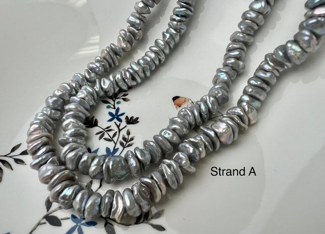 10 mm AAA Very Rare Gray Color Keshi Freshwater Pearl Beads Center Drilled Cornflake Shape Keshi Chip Petal High Luster Pearls #P2526