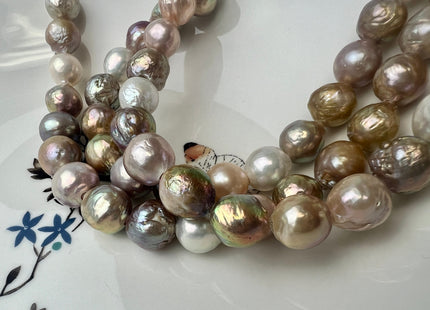 11-12 mm AAA Half Strand Large Hole Natural White And Pink Mixed Color Baroque Pearl Beads 2.2 mm Hole Natural Edison Pearls #1728