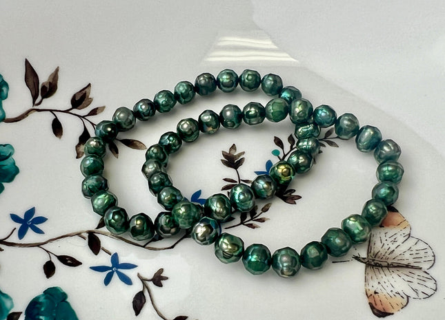 6x9mm or 8-9mm Half Strand Faceted Potato Or Rive/Oval Freshwater Pearl Beads Hot Pink/Green/Blue Color Limited Edition Faceted Pearls #1368