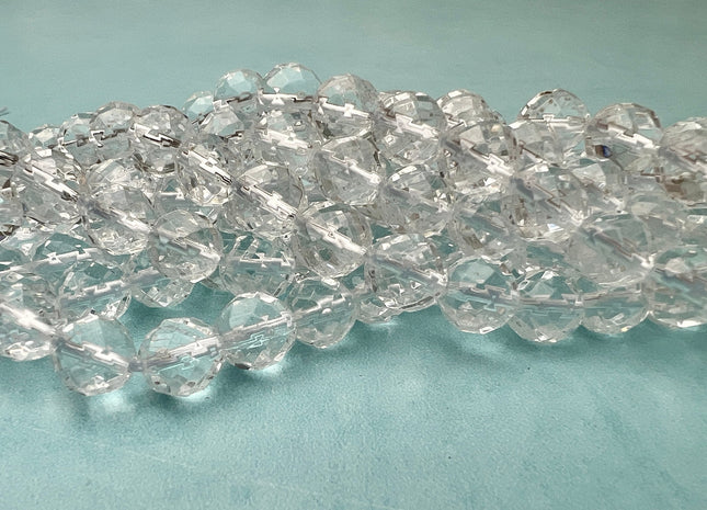 6mm 8mm 10mm AAA Round Faceted Clear Quartz Gemstone Beads Genuine Clear Rock Crystal Quartz Beads #494