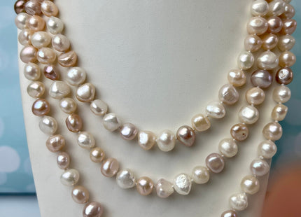 64 inches 8-9x10-12 mm Nugget Pearl Necklaces, Long Pearl Nugget Necklace, Natural Freshwater Pearl Bridal Wedding Necklaces #224