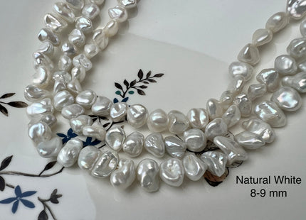 7-8 mm AAA High Luster Natural White Or Natural Silver Color Keshi Nugget Freshwater Pearl Beads Center Drilled Keishi Nugget Pearl #1505
