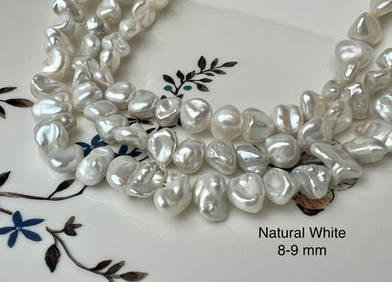 7-8 mm AAA High Luster Natural White Or Natural Silver Color Keshi Nugget Freshwater Pearl Beads Center Drilled Keishi Nugget Pearl #1505