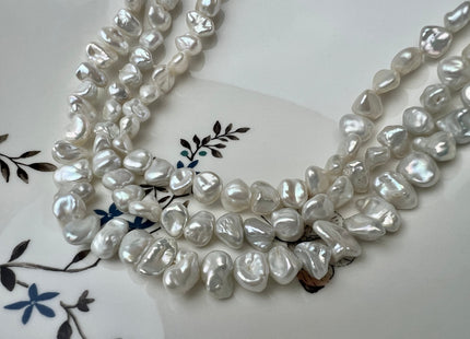 7-8 mm AAA High Luster Natural White Or Natural Silver Color Keshi Nugget Freshwater Pearl Beads Center Drilled Keishi Nugget Pearl #1505