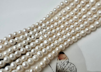 5 mm AAA Large Hole Natural White Off Round Freshwater Pearl Beads Hole Size 1.2-1.8mm Genuine High Luster Small Pearl 86 Beads #P2530