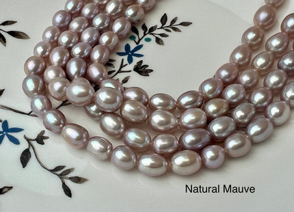 6.5-7x8-9 mm AAAA Natural Mauve Pink Rice Freshwater Pearl Beads Genuine High Luster Freshwater Pearls 46 Beads #P2531