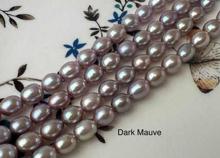 6.5-7x8-9 mm AAAA Natural Mauve Pink Rice Freshwater Pearl Beads Genuine High Luster Freshwater Pearls 46 Beads #P2531