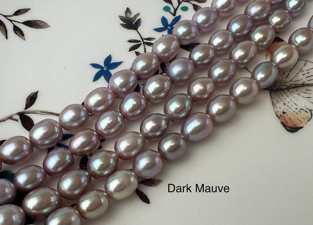 6.5-7x8-9 mm AAAA Natural Mauve Pink Rice Freshwater Pearl Beads Genuine High Luster Freshwater Pearls 46 Beads #P2531
