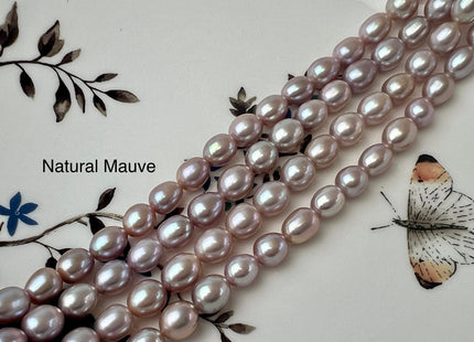6.5-7x8-9 mm AAAA Natural Mauve Pink Rice Freshwater Pearl Beads Genuine High Luster Freshwater Pearls 46 Beads #P2531