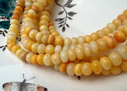 8-9 mm Natural Smooth Rondelle Multi Yellow Honey Orange Opal Large Hole Gemstone Beads Hole Size 1.0mm Genuine Opal 8 Inches #4448