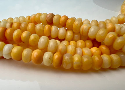 8-9 mm Natural Smooth Rondelle Multi Yellow Honey Orange Opal Large Hole Gemstone Beads Hole Size 1.0mm Genuine Opal 8 Inches #4448