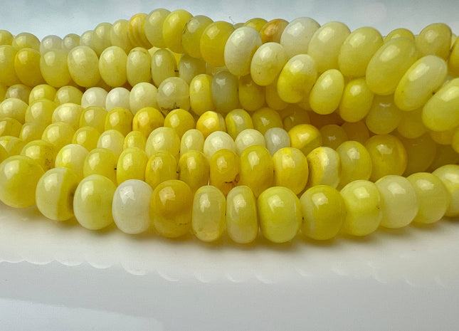 8 mm Smooth Rondelle Multi Yellow Color Opal Gemstone Beads Genuine Natural Peruvian Multi Yellow Opal 8 Inches Strand #4449
