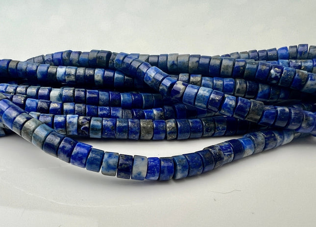 2x4mm Natural Multi Blue Lapis Heishi Rondelle Shape Genuine Lapis Discs Gemstone Loose Beads 15.5 Inches Strand #4447