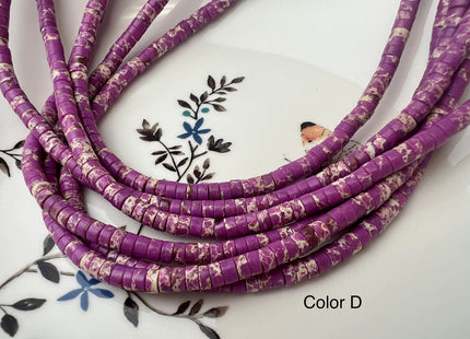 2x4mm Mixed Multi Color Impression Jasper Heishi Rondelle Shape Gemstone Beads 15.5 Inches #4446
