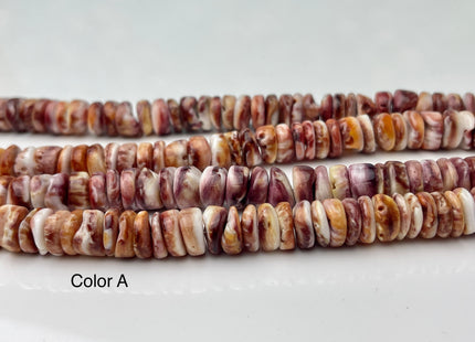 10 mm AAA Natural Purple Red Spiny Oyster Shell Heishi Rondelle Shape Genuine Beautiful Natural Spiny Oyster Beads 16 Inch Strand #4451