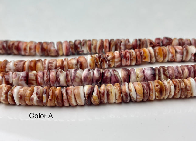 10 mm AAA Natural Purple Red Spiny Oyster Shell Heishi Rondelle Shape Genuine Beautiful Natural Spiny Oyster Beads 16 Inch Strand #4451