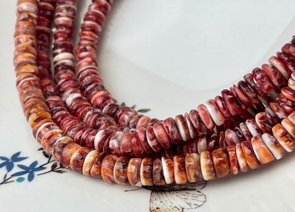 8 mm AAA Natural Purple Red Spiny Oyster Shell Heishi Rondelle Shape Genuine Beautiful Natural Spiny Oyster Beads 16 Inch Strand #4456