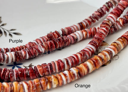 8 mm AAA Natural Purple Red Spiny Oyster Shell Heishi Rondelle Shape Genuine Beautiful Natural Spiny Oyster Beads 16 Inch Strand #4456