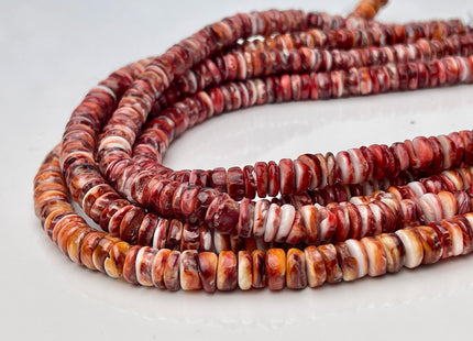 8 mm AAA Natural Purple Red Spiny Oyster Shell Heishi Rondelle Shape Genuine Beautiful Natural Spiny Oyster Beads 16 Inch Strand #4456