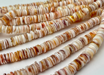 8 mm AAA Natural Orange Red Spiny Oyster Shell Heishi Rondelle Shape Genuine Beautiful Natural Spiny Oyster Beads 16 Inch Strand #4454