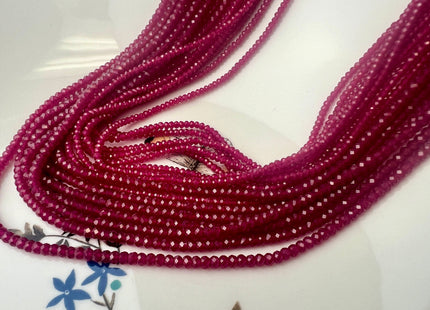 1x2mm 2x3mm Faceted Rondelle Red Ruby Gemstone Beads 15.5 Inches #4461