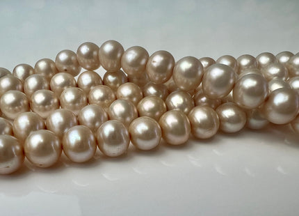 7.5-8 mm AA Pale Beige Champagne Semi Round Freshwater Pearl Beads Genuine Freshwater Pearl  #P2552