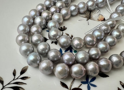 9-10 mm AAA Half Strand Large Hole Natural Or Gray Baroque Pearl 2.2 mm Hole Genuine Freshwater High Quality Round Edison Pearl Beads #1248
