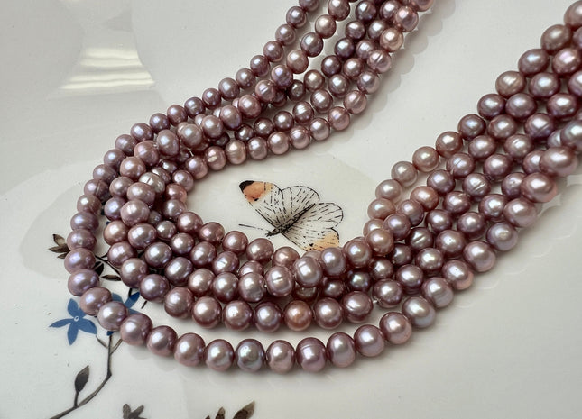 5.5-6 mm AA Mauve Pink Color Potato Freshwater Pearl Beads Genuine High Luster Mauve Pink Freshwater Pearls #1872