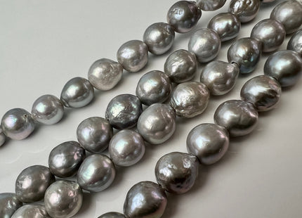 11-12 mm AAA Half Strand Large Hole Very Rare Gray Color Baroque Pearl Bead Hole 1.5mm 2.1mm Genuine Edison Pearl 17 Pieces #P2534