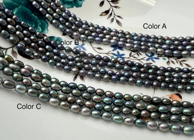 4x5 mm AAA Rainbow Peacock Color Rice Tiny Seed Freshwater Pearls High Luster Seed Freshwater Pearls Genuine Tiny Quality Pearls #P2535