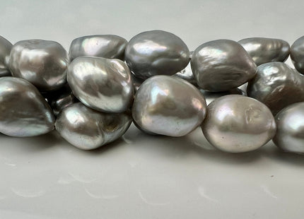 10x13 mm AAA Silver Gray Color Rice Nugget Freshwater Pearl Beads Genuine Gray Color Cultured Freshwater Pearl Long Oval Nuggets #1565