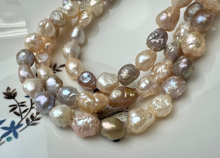 9-10 mm Large Hole Half Strand Freshwater Pearls Potato Rosebud Shape Natural Multi Color Hole 2.2mm Genuine Freshwater Rosebud Pearls #1073