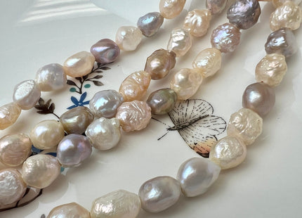 9-10 mm Large Hole Half Strand Freshwater Pearls Potato Rosebud Shape Natural Multi Color Hole 2.2mm Genuine Freshwater Rosebud Pearls #1073