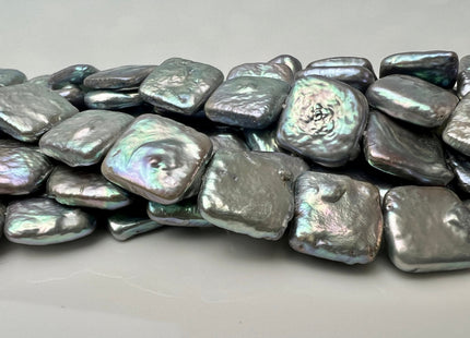 11mm AA Gray Square Coin Freshwater Pearl Beads Genuine Center Drilled High Luster Coin Pearls 33 Beads #P2538