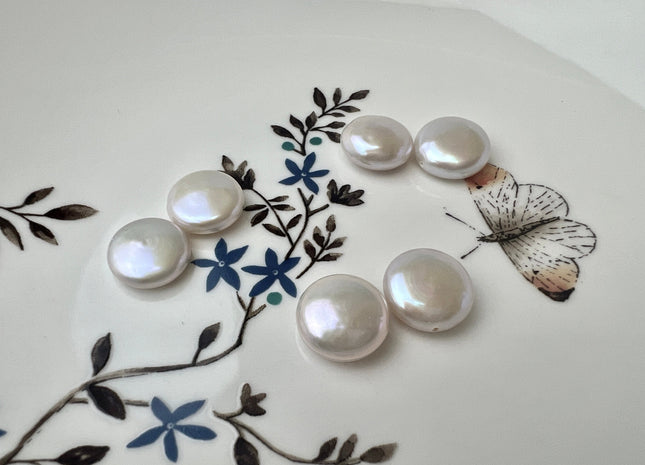 ONE Pair AAAAA mm Natural White Super High Luster Half/Full Drilled Matching Coin Pearl For Earring Pendant Top Quality Coin Pearls #P2539