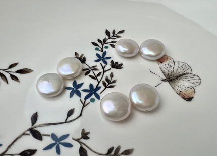 ONE Pair AAAAA mm Natural White Super High Luster Half/Full Drilled Matching Coin Pearl For Earring Pendant Top Quality Coin Pearls #P2539