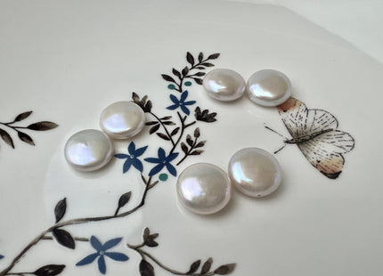 ONE Pair AAAAA mm Natural White Super High Luster Half/Full Drilled Matching Coin Pearl For Earring Pendant Top Quality Coin Pearls #P2539