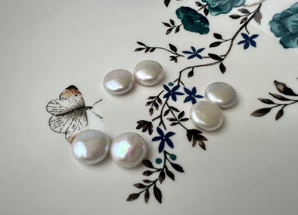 ONE Pair AAAAA mm Natural White Super High Luster Half/Full Drilled Matching Coin Pearl For Earring Pendant Top Quality Coin Pearls #P2539