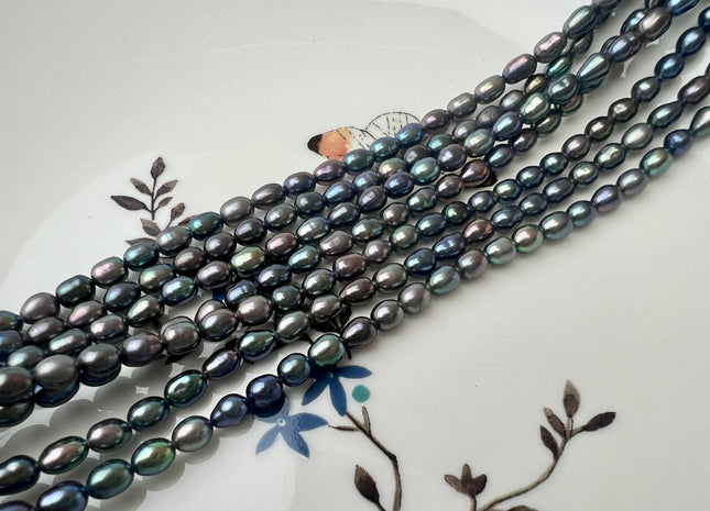 4x5 mm AA Rainbow Peacock Color Rice Tiny Seed Freshwater Pearls High Luster Seed Freshwater Pearls Genuine Tiny Quality Pearls #P2537